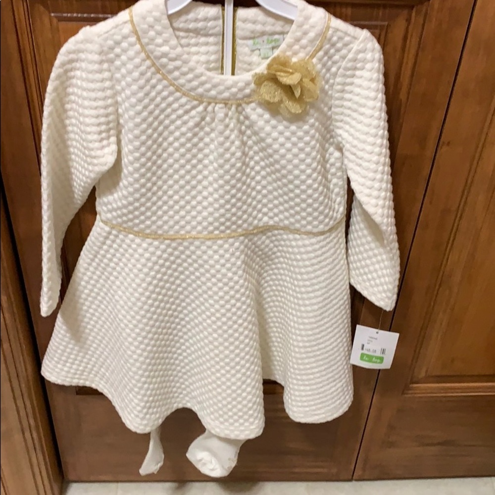 NWT Le Top puckered fabric dress w tights